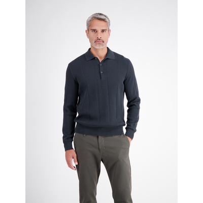 Langarm-Poloshirt LERROS "Elegantes Langarmpolo mit raffinierten Vertikalstreifen", Herren, Gr. 3XL, classic navy, 100% Baumwolle, ohne Ausschnitt, Shirts