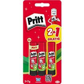 Pritt Klebestift, ohne Lösungsmittel, auswaschbar, mit Verschlusskappe, Recycling-Kunststoff, 3er-Set mit jeweils 11 g