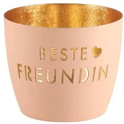 Madras Windlicht M Beste Freundin pastellorange/gold