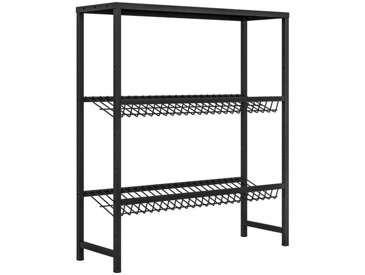 Homcom Getränkekistenregal für 6 Kisten, Getränkeregal mit Verstellbar Regalhöhe, Schwarz, Metall, 33x113.5x103 cm, Wohnzimmer, Regal, Weinregal