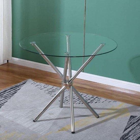 Kompakte, chromen eettafel aus gehärtetem Glas für Restaurants, Pubs, Büros und Cafés (Durchmesser: etwa 90 cm, Dunkel)