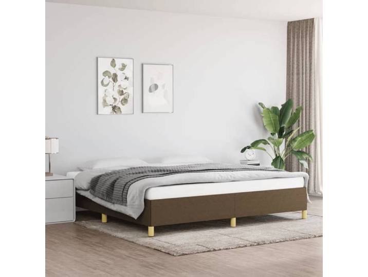 Cadre de lit sans matelas marron foncé 200x200 cm tissu 347192