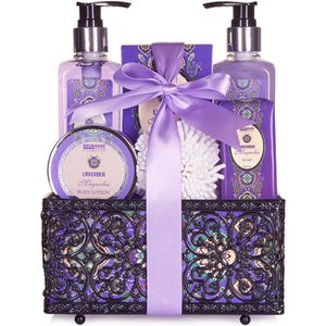 BRUBAKER Geschenkset Cosmetics Lavender & Magnolia, Bade- und Dusch-Set Lavendel Magnolien, 7-teilig