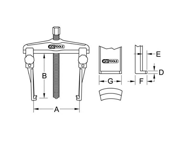 Schnellspann-Universal-Abzieher 2-Armig mit schlanken und Verlängerten Haken, 60-200mm, 300mm