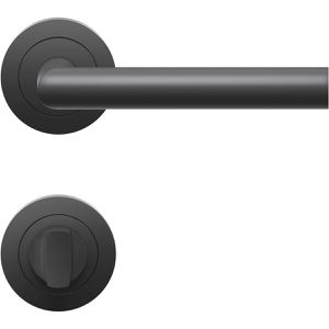 Karcher-Design Drückergarnitur ER28 BAD 83 Rhodos, schwarz, Edelstahl, mit Rosetten, für Bad-/WC-Tür