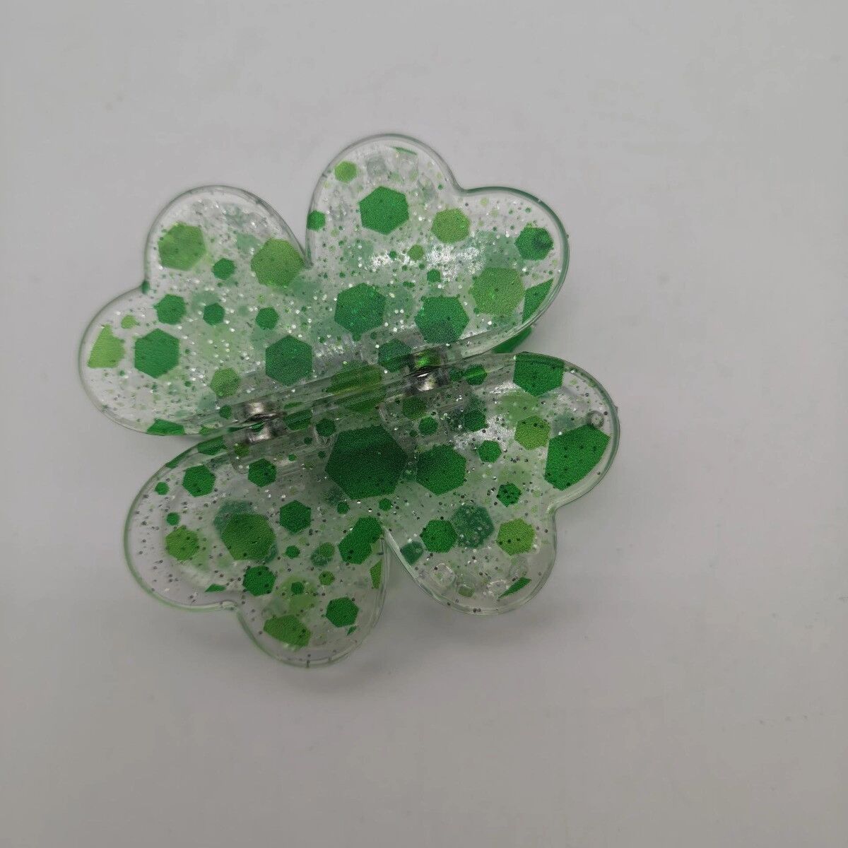 INF Magnetische Haarspange Vierblättriges Kleeblatt (Groß) - 2er-Set, Entengrün Kunststoff