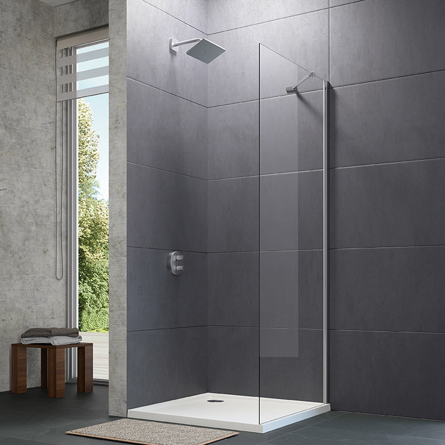 HÜPPE 501 Design pure 4-Eck Seitenwand für Schwingtür 80 x 200 cm, Glas mit Anti-Plaque