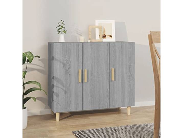 HEFZGDB Klassisches Sideboard mit Tür und Schubladen für die Wohnungseinrichtung, Graues Sideboard aus Holzwerkstoff mit Aufbewahrungsfächern, Praktisches Beistellschrank-Sideboard
