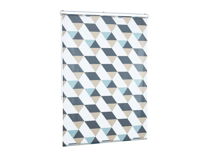 Duschrollo mit geometrischem Design 120 x 240 cm Beige-Blau-Grau