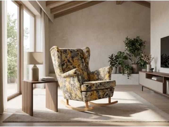 Family Meble Schaukelsessel Ari Flowers – skandinavischer Sessel – Variante M 132