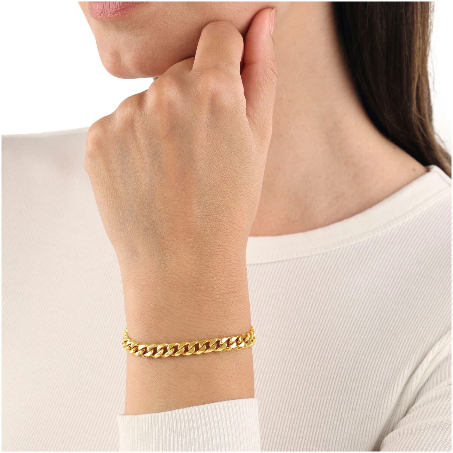 Armband AMOR "2037318, 2037319" Gr. 19, gold (gelbgoldfarben), Armbänder, Damen, 19, Edelstahl, Armband gelbgoldfarben 19, Edelstahl