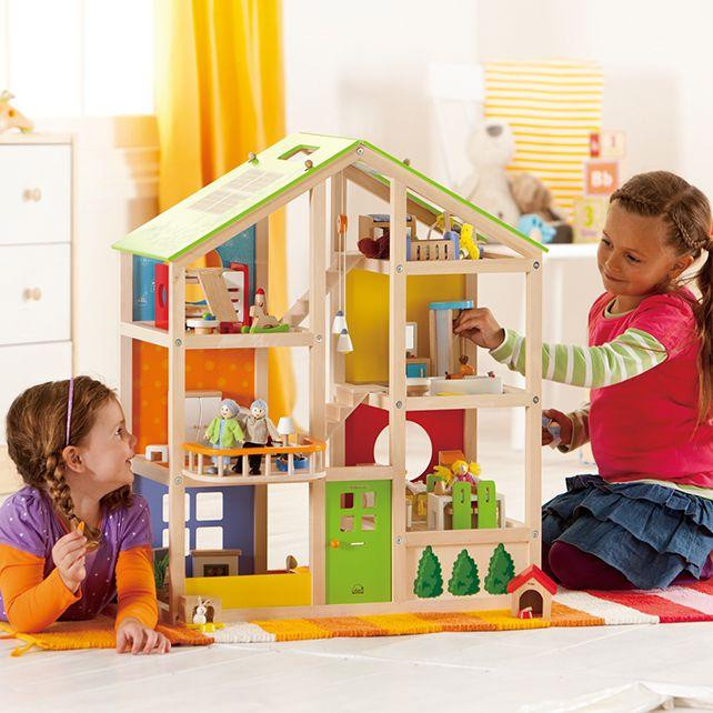 Hape Happy Family Vierseizoenenhuis met meubels E3401