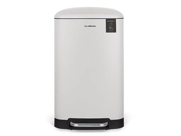 Les Collectors Mülleimer N°728, 30 L, passend für 30–50-Liter-Säcke, Küchen-Tretabfalleimer Edelstahl, Fassungsvermögen, herausnehmbarer Inneneimer, elegantes Design, mattes Finish, Weiß