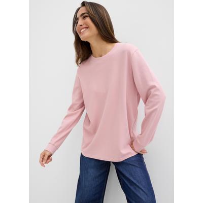 Langarmshirt BONPRIX, Damen, Gr. 36/38 (S), rosa (aschrosa), Obermaterial: 100% Baumwolle, oversize, Shirts Langarmshirt, Oversize-Passform, aus reiner Baumwolle, im Casual-Stil