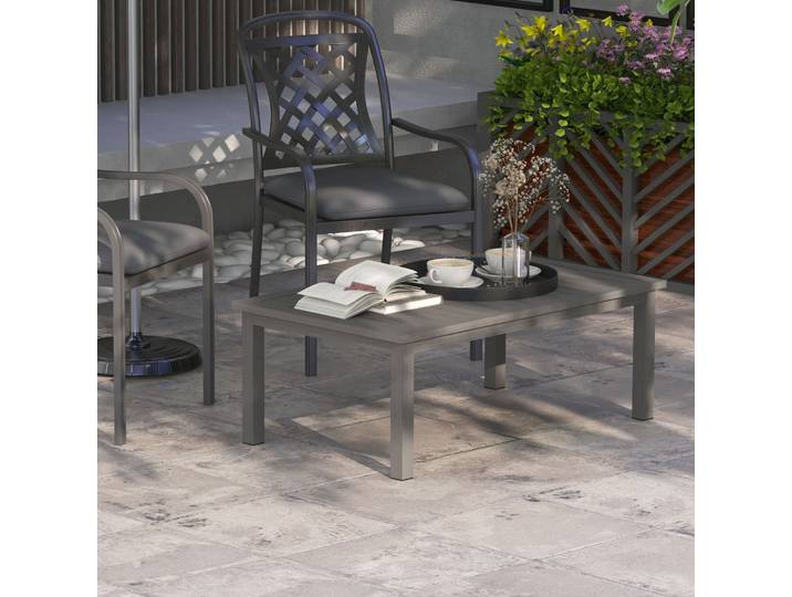 Outsunny Table Basse Rectangulaire Aluminium 100x60x37cm Marron
