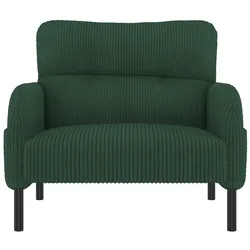 OKWISH Einzelsessel mit Cordstoff, tiefer Sitz, ergonomische Rückenlehne, praktische Seitentasche, robustes Metallgestell, 60x70 cm, Smaragd