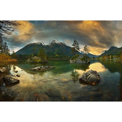 Fototapete PAPERMOON "Photo-Art KRZYSZTOF BROWKO, HINTERSEE", bunt, B:5m L:2,8m, Vlies, Tapeten