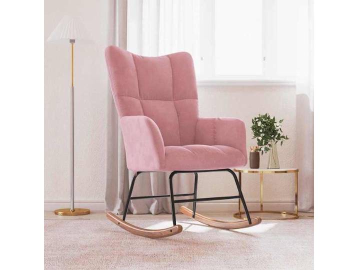 Rose Chaise/Fauteuil à bascule SOLOMON Pour 1 personne Rose Velours FF832