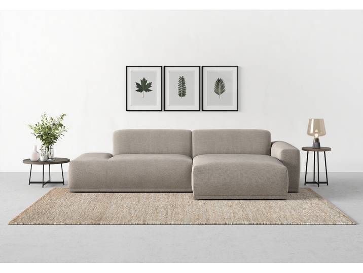 Ecksofa, 100% Polyester, Taupe Grau, 275×160 cm, L-Form, Hochwertige Kaltschaum-Polsterung, Modern, Trendmanufaktur