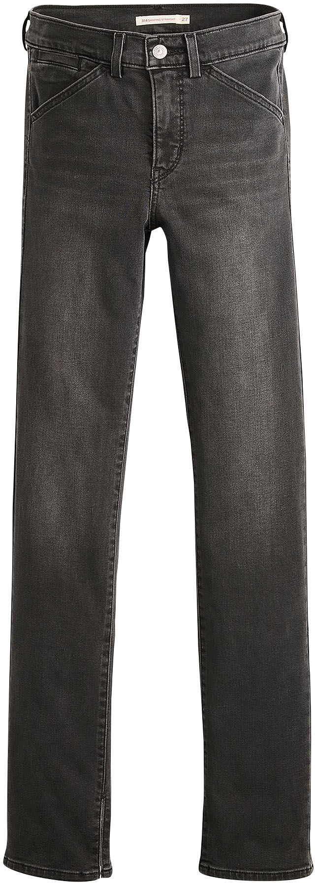 Workerjeans LEVI'S "314 SHP WORKWEAR STR", Damen, Gr. 28, Länge 34, schwarz (lava rock), Denim/Jeans, Obermaterial: 81% Baumwolle, 18% Polyester, 1% Elasthan, lang, Jeans Workerjeans, mit Stretch lava rock 28, Länge 34