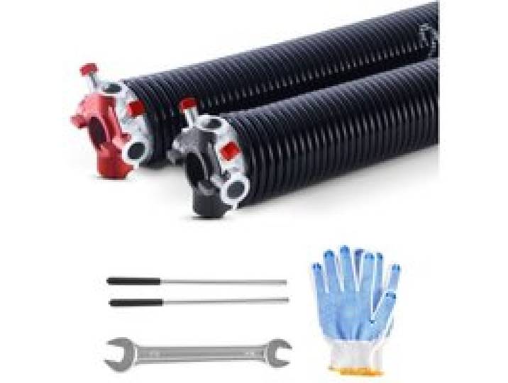 VEVOR Torsionsfedern für Garagentore (Φ 5,72 x Φ 50,8 x 685 mm) 16000 Zyklen, schwarz beschichtet zum Auswechseln, Garagentorfedern mit rutschfesten Wickelstäben & Handschuhen & Montageschlüssel