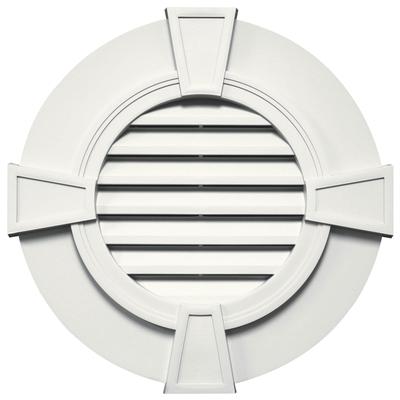 Mid America Designer Round Vinyl Gable Vents 30 Inch w/ Keystones 123 White
