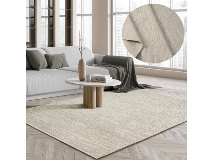 the carpet Boho Natur Wool Handgewebter Wollteppich im natürlichen skandinavischen Boho-Look, Handarbeit für einen einzigartigen Stil, Beige Creme, 250 x 350 cm