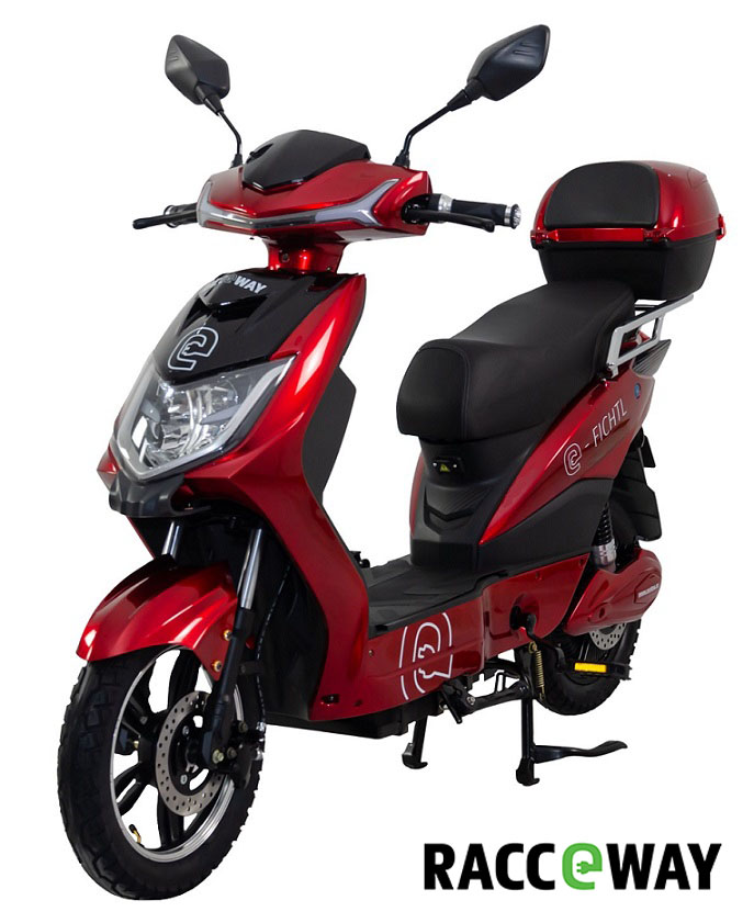 RACCEWAY E-FICHTL Elektroroller, rot glänzend mit 20-Ah-Akku