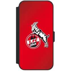Nivocase Klapphülle für Apple iPhone 12 Handyhülle aus Kunst Leder NIVOflip schwarz 1. FC Köln EffZeh (Apple iPhone 12), Smartphone Hülle, Schwarz