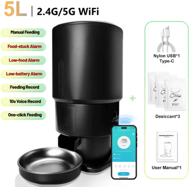 Inspire Picks Furpipi Smart 5L Automatic Cat Feeder With HD Camera & App Control 5g Wifi App