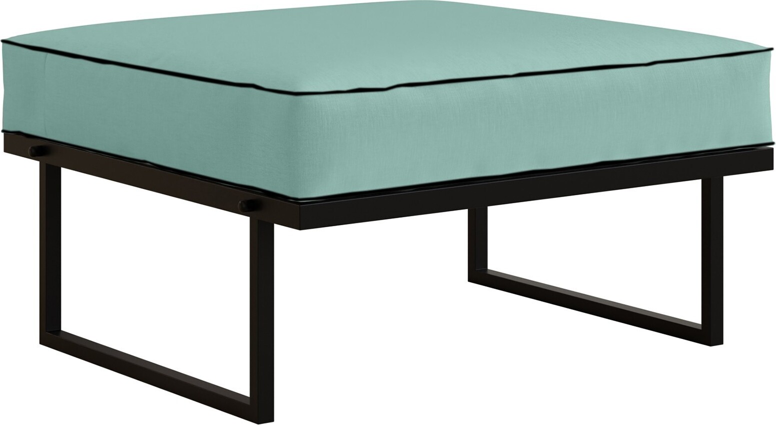 BETTSO Gartenhocker türkis - Outdoor Hocker mit Metallgestell schwarz, wetterfest, gepolstert, 78×78 cm