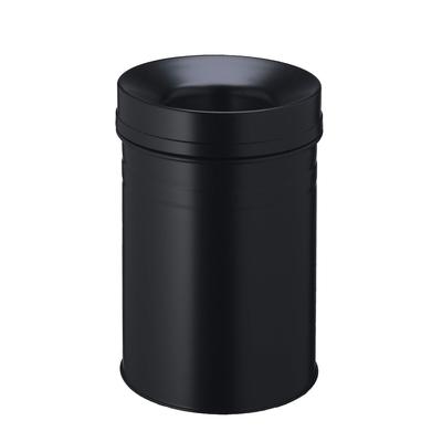 Papierkorb SAFE+ rund 15,Stahl, Flammenlöschkopf Alu, 15 l, schwarz
