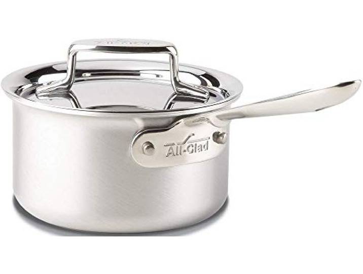 All-Clad D5 5-lagige, gebürstete Edelstahl-Saucenpfanne, 1,5 l, Induktionsherd, ofenfest, 600 F, Töpfe und Pfannen, Kochgeschirr, Silber