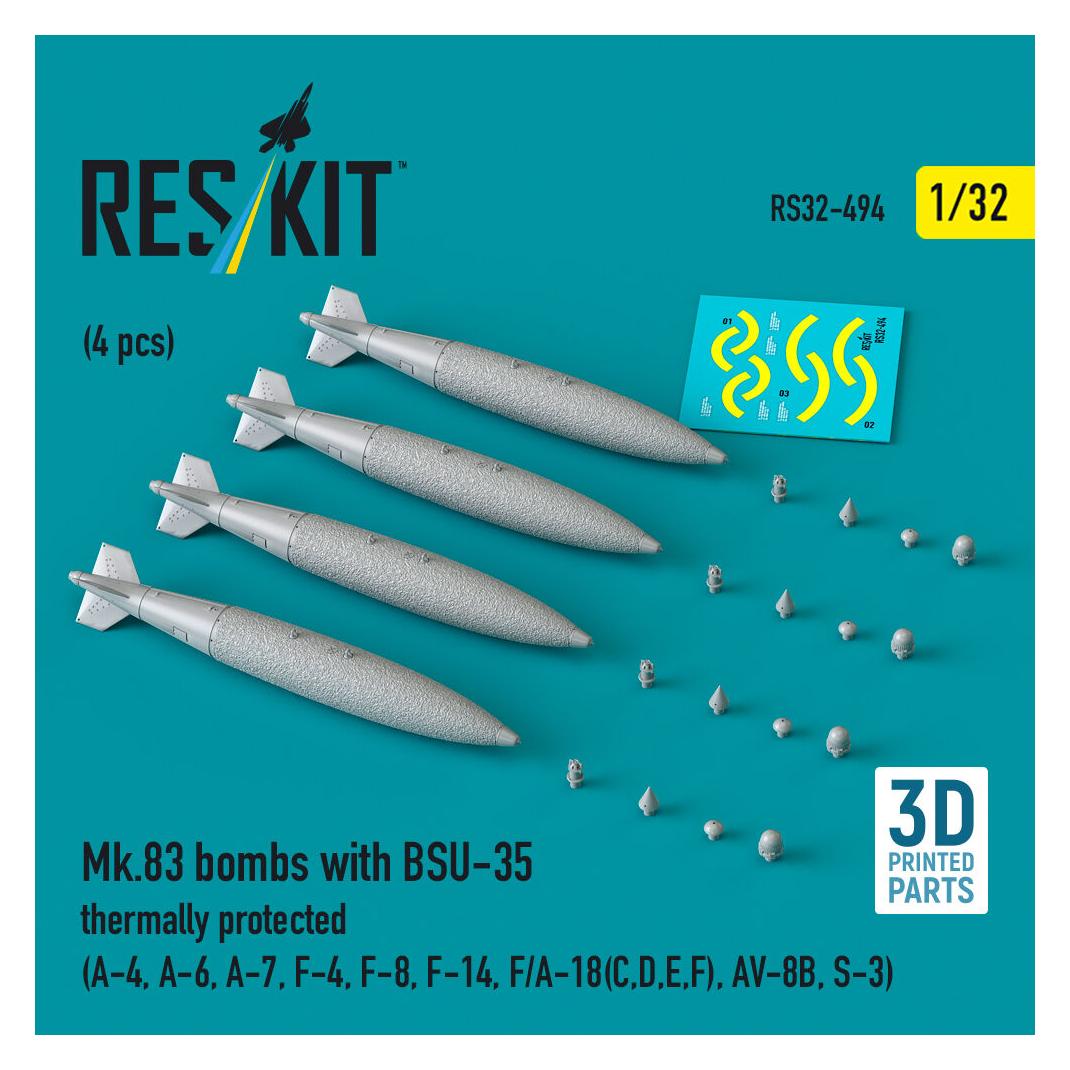ResKit Mk.83 bombs with BSU-35 thermally protected (4 pcs) (A-4, A-6, A-7, F-4, F-8, F-14, F/A-18(C,D,E,F) (RS32-0494)