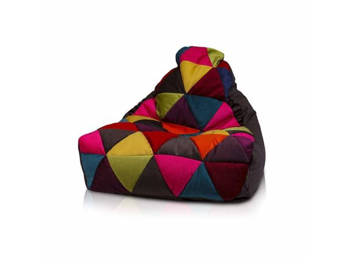 Keiko pouf patchwork extérieur imperméable remplissage bille polystyrène fauteuil relax salon décoration maison Marron A84