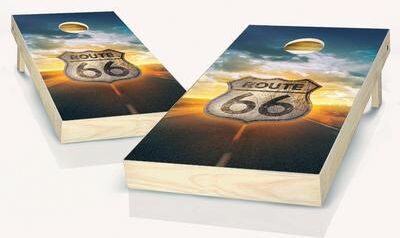 Skip's Garage Route 66 Cornhole Board Outdoor Game Set