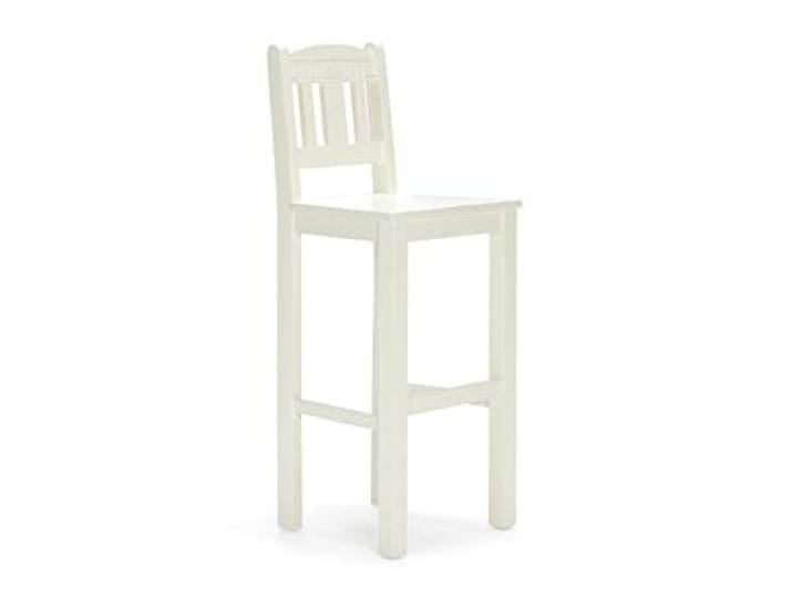 Woodkings Barhocker Catana 41x107x41 cm I Barstuhl aus Massivholz I Barmöbel antik Creme weiß in Vintage, Design I rustikale Küchenstühle mit Fußstrebe