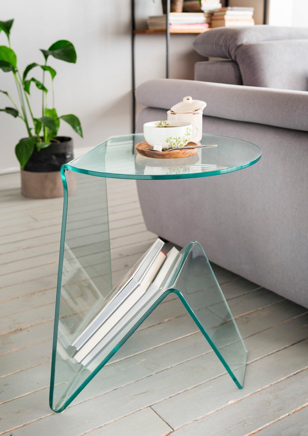 Beistelltisch PAROLI, transparent (transparent, transparent, transparent), B:45cm H:41cm T:41cm, Tische, Beistelltisch, Sicherheitsglas ESG transparent, transparent, transparent B/H/T: 45cm x 41cm x 41cm