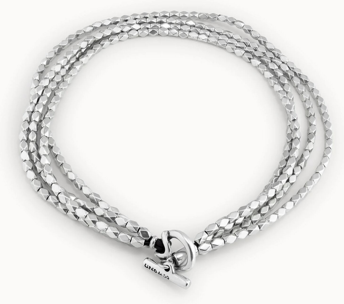 UNOde50 Collar corto multi-cadena bañado en plata de ley con eslabones en forma de rombo Plateado U