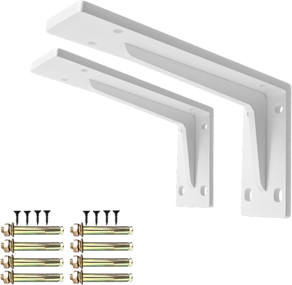 Zwevende Plankdragers - Haakse Steunbeugels - Wit - 60 cm