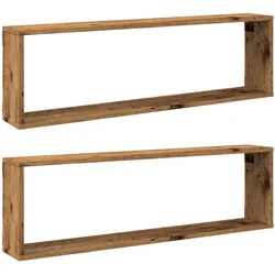 vidaXL Würfel-Wandregale 2 Stk. Altholz-Optik 100x15x30 Holzwerkstoff