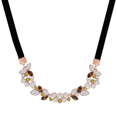 Lederband LULU & JANE "LJ205", roségold, Halsketten, Damen, 34,0cm Basiskette + 8,0cm Verlängerung, B: 5,1mm, Metall-Legierung, B:5,1mm