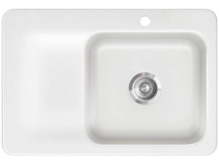 KeraDomo Spüle JUNA 75 in GRÖNLAND - Becken rechts mit Handbetätigung/Systemceram/Keramikspüle