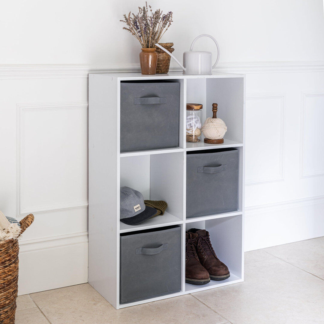Rebrilliant Northville 61 cm W Cube Bookcase White/Grey (6 Shelves) 91cm H x 61cm W x 30cm D
