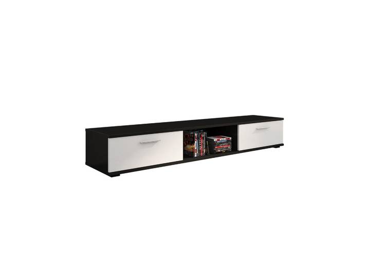 Feldmann-Wohnen Lowboard Sella 175,5 / 40 / 26cm schwarz matt / weiß matt, Schwarz, Weiß, Rechteckig, 176x26x40 cm, Wohnzimmer, TV Möbel, Lowboards, Lowboards stehend
