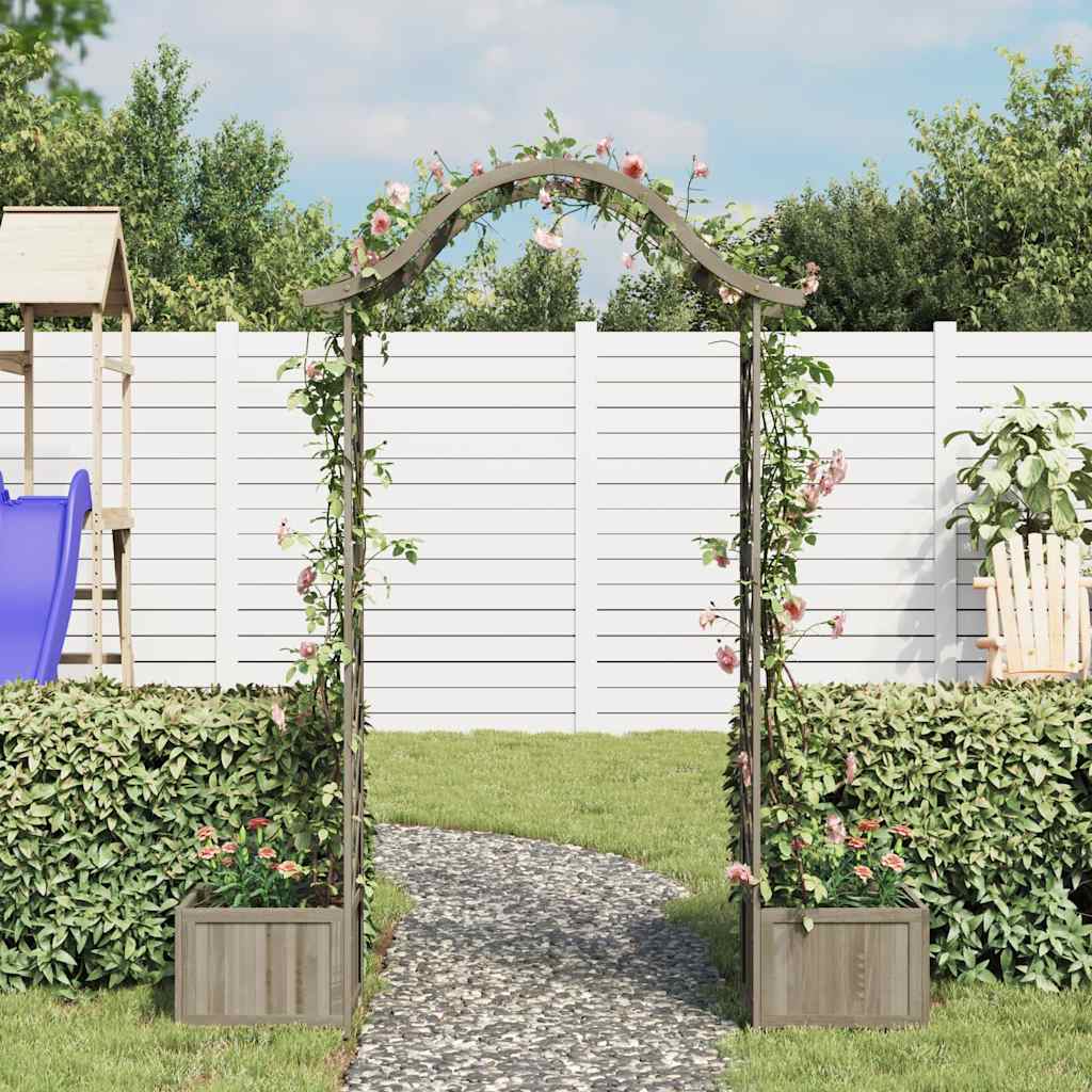 vidaXL Pergola de jardin avec jardinière Gris Bois pin massif