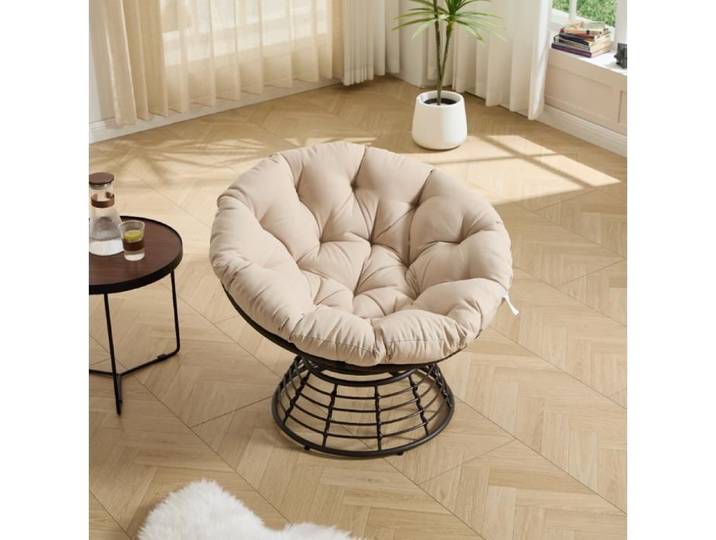 Coussin De Chaise Papasan Coussin De Siège pour Papasan Chaise Pivotante à 360° en Rotin avec Coussin Doux et Épais Beige