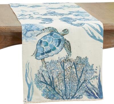 Saro Lifestyle "Sea Life Design Table Runner - 16""x72"""