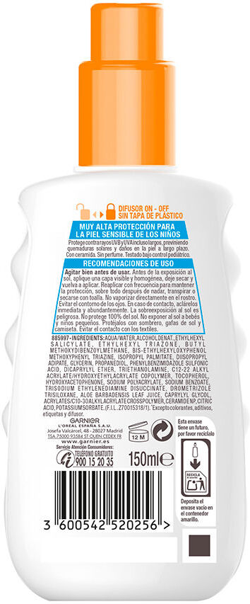 Garnier Niños Sensitive Advanced spray protector SPF50+ 150 ml