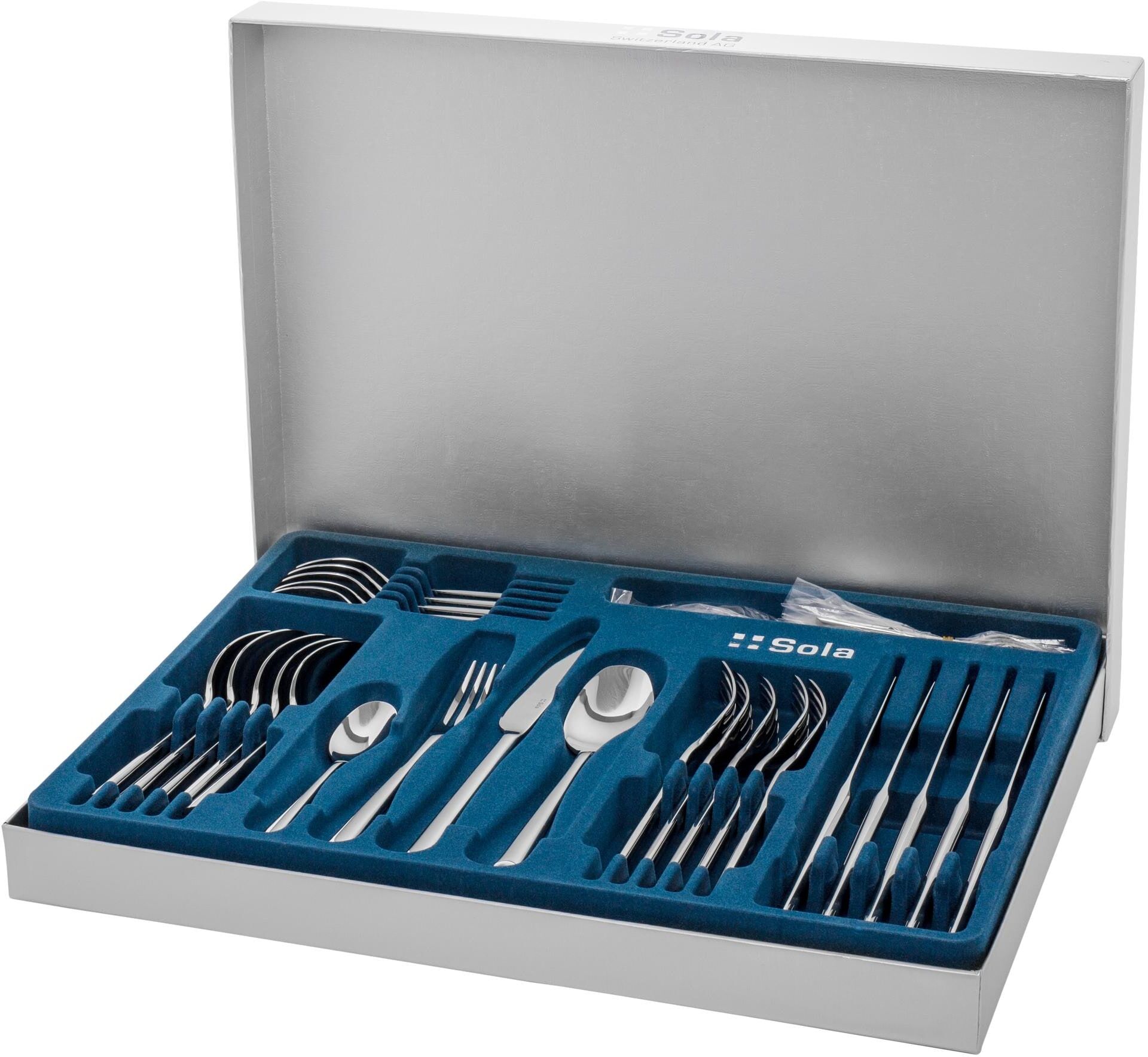 Besteck-Set SOLA "Papua 36-teilig", silber (chrom), 36 Stk., Edelstahl, Essbesteck-Sets, Besteck-Set chrom 36 Stk.